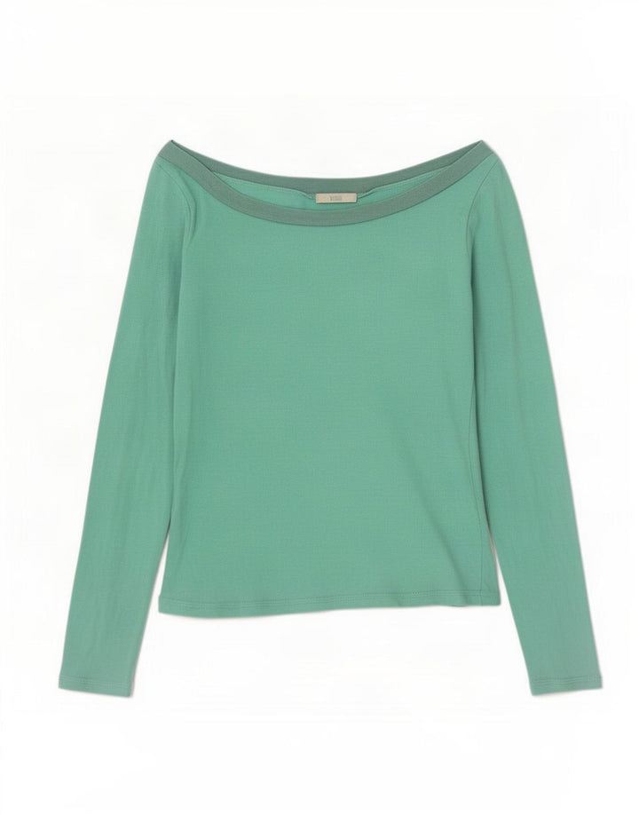Marks & Spencer Dame Langærmet Off Shoulder Top UK 14 Medium Grøn