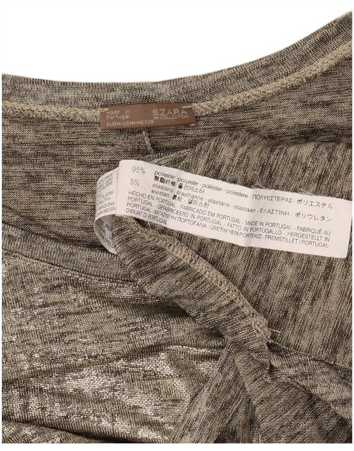 Zara Dame Top Langærmet UK 14 Medium Grey Flecked Polyester Modern