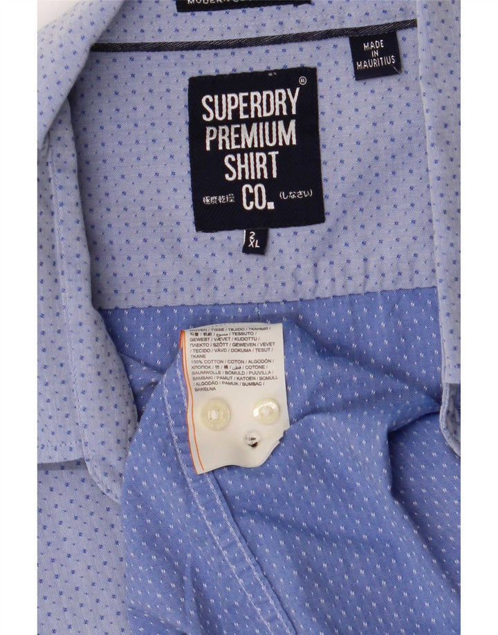 Superdry herreskjorte 2XL blå plettet bomuld