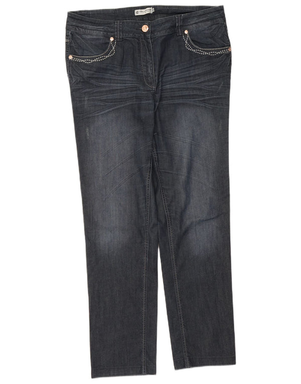 CARLA FERRONI Dame Slim Jeans IT 50 XL W34 L29 Marineblå