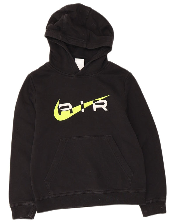 Nike Boys Graphic Hoodie Jumper 8-9 Years Small Black Cotton