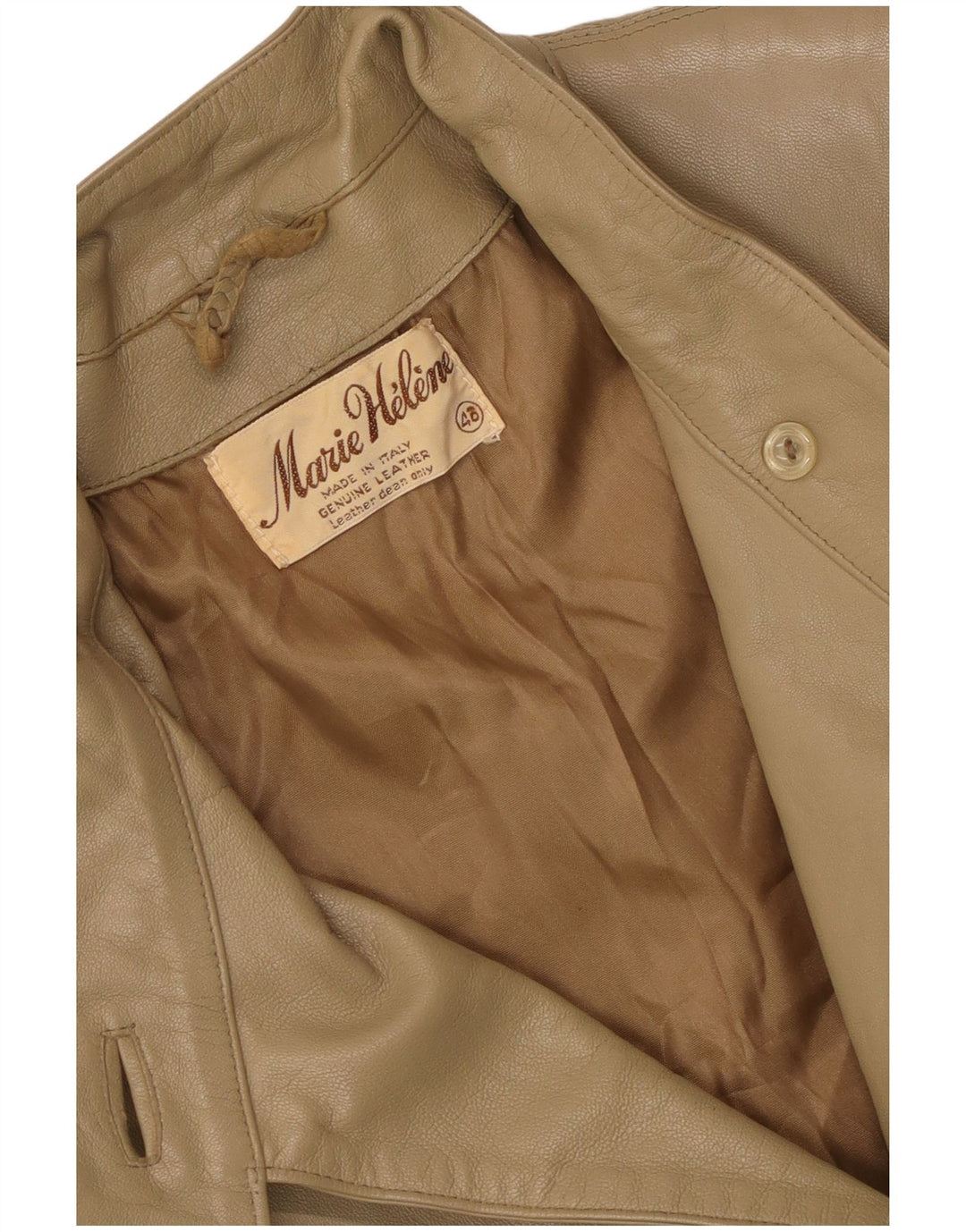 Vintage læderjakke til kvinder IT 46 Stort beige læder