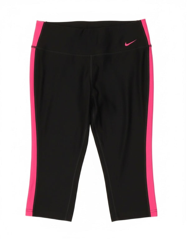 Nike Dame Dri Fit Capri Leggings UK 12 Medium Sort Colourblock