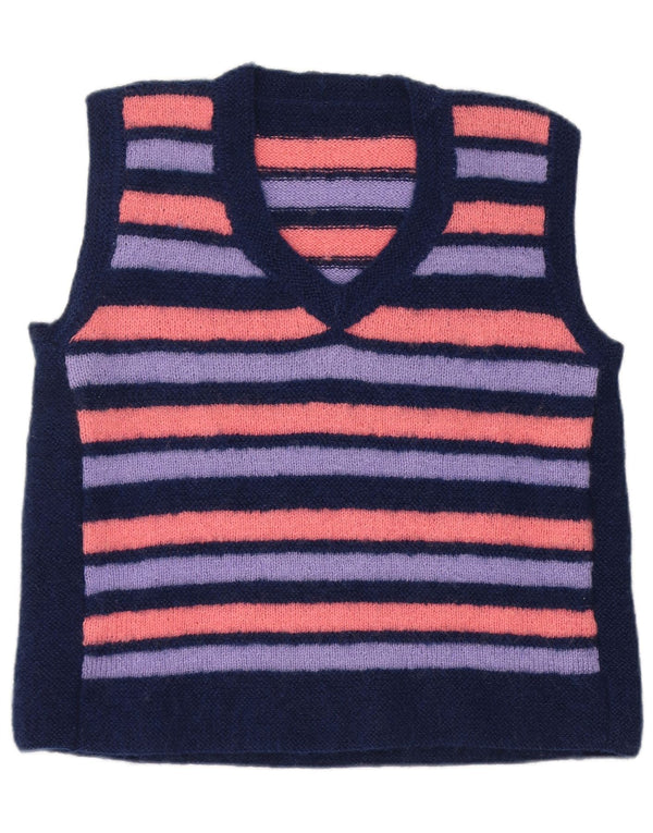 Vintage Dame Vest Tank Top UK 14 Medium Flerfarvet Stribet