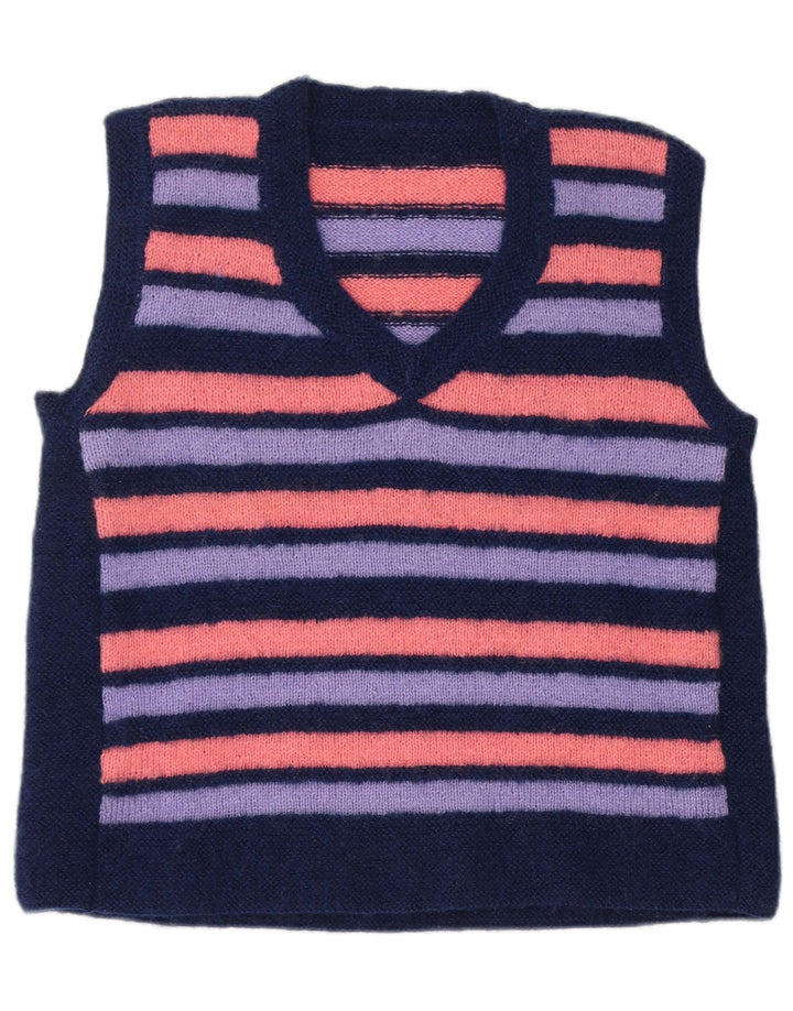 Vintage Dame Vest Tank Top UK 14 Medium Flerfarvet Stribet