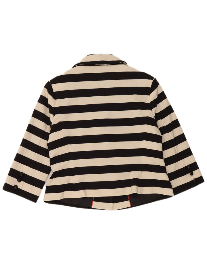 Marks & Spencer Dame Crop Blazer Jacket UK 14 Medium Sort Stribet