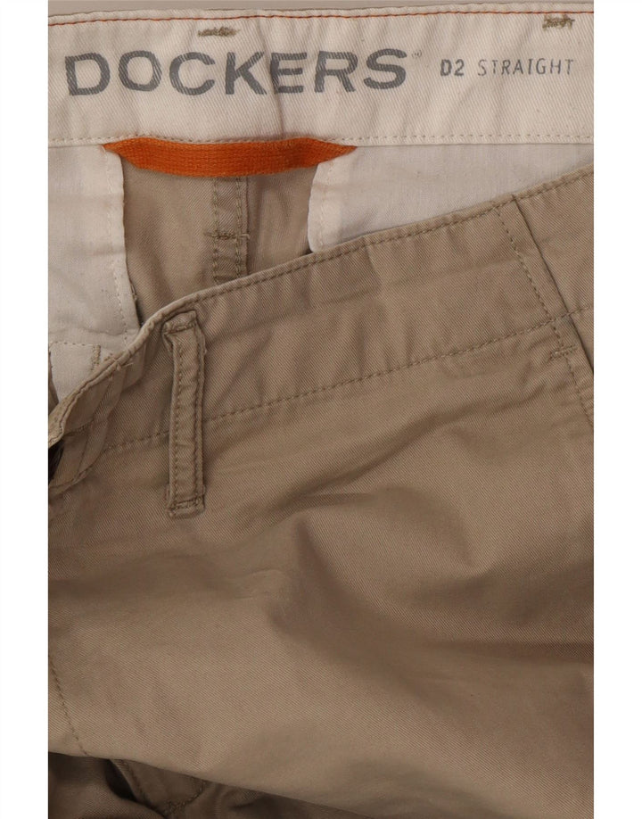 DOCKERS Straight Chino Bukser til mænd W32 L34 Beige Bomuld Classic