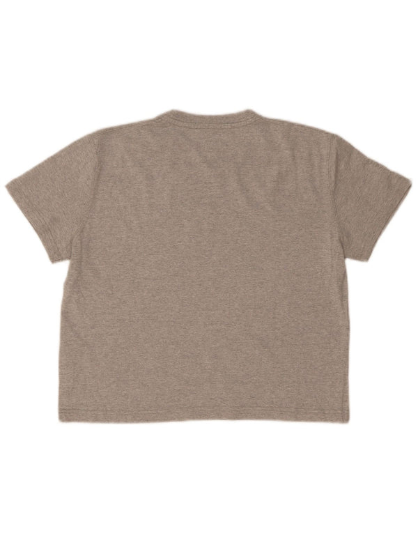 Calvin Klein Jeans Dame Crop Grafisk T-Shirt Top UK 14 Large Grey Flecked