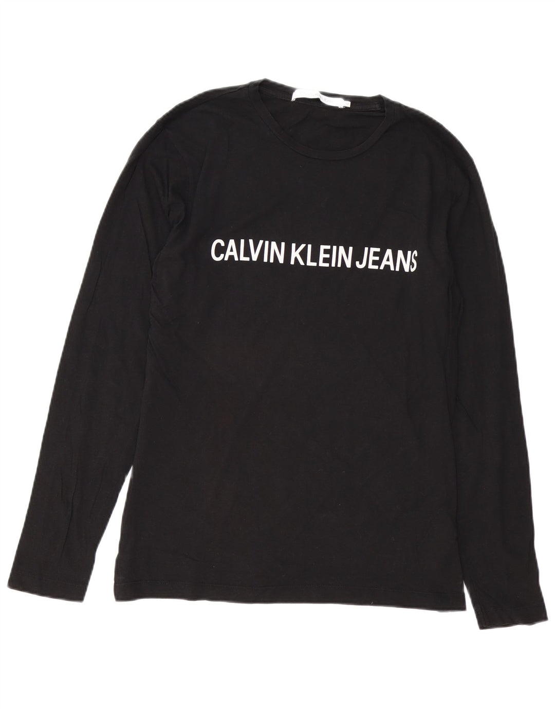 CALVIN KLEIN JEANS Mens Graphic Top Long Sleeve Medium Black Cotton