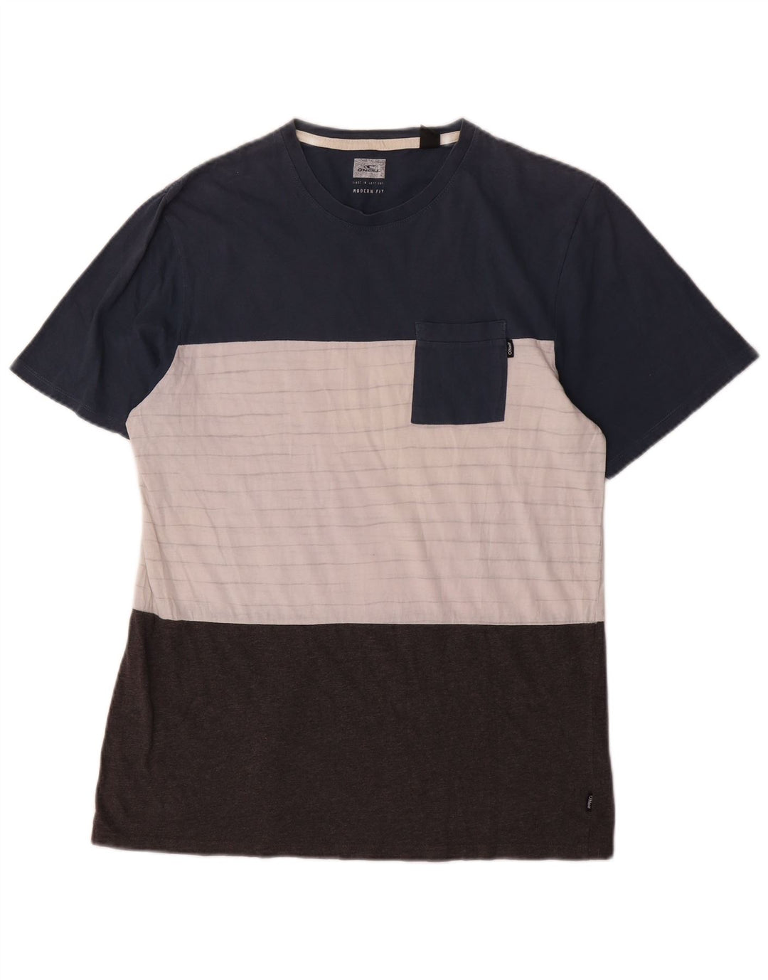 O'Neill Herre Modern Fit T-Shirt Top Lille Blå Colourblock Bomuld