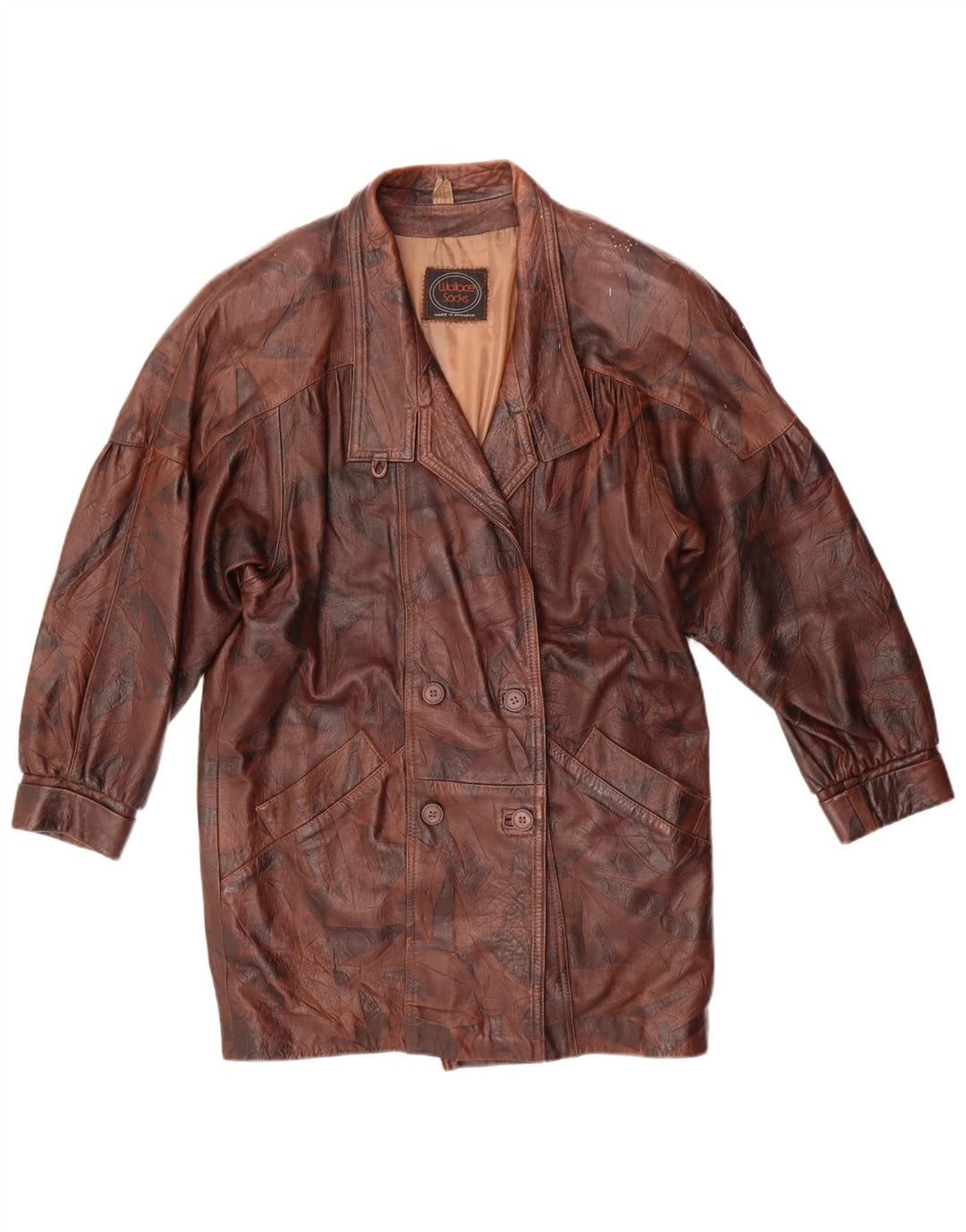 WALLACE SACKS Womens Oversized Coat UK 10 Small Brown Patchwork Leather