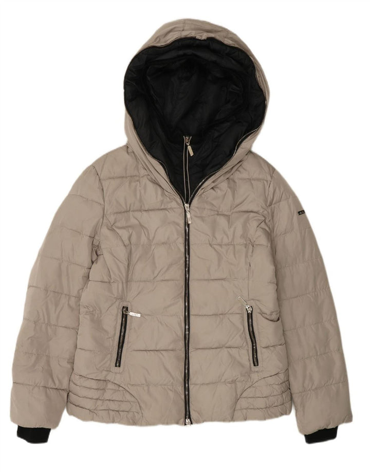 ELLESSE Womens Hooded Padded Jacket UK 18 XL Grey Polyester