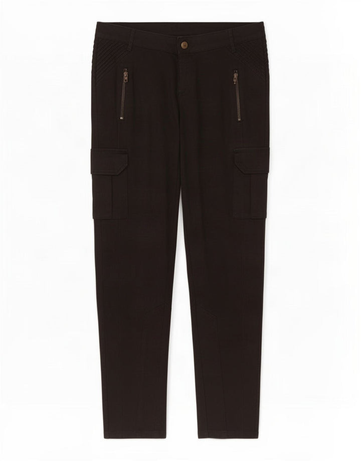 Zara Dame Slim Cargo Bukser EU 40 Medium W30 L30 Sort Bomuld