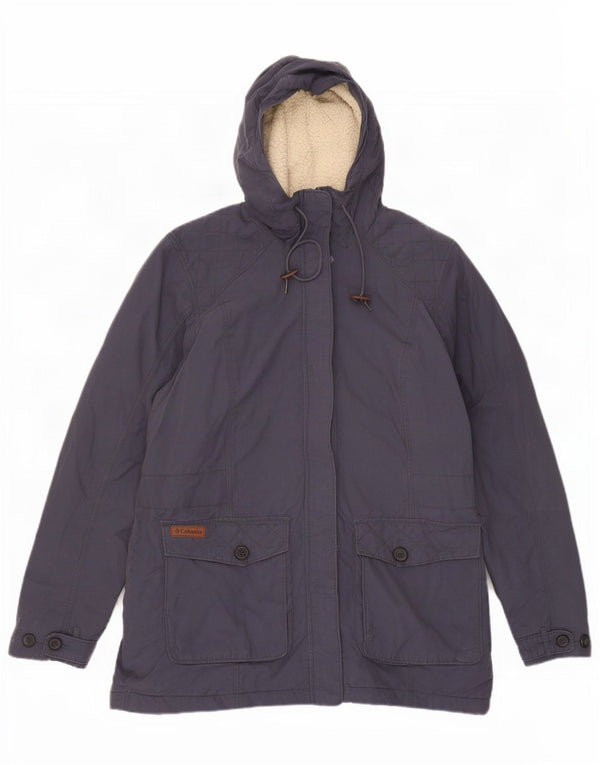 Columbia Dame Hætte Sherpa Windbreaker Coat UK 18 XL Blå Bomuld
