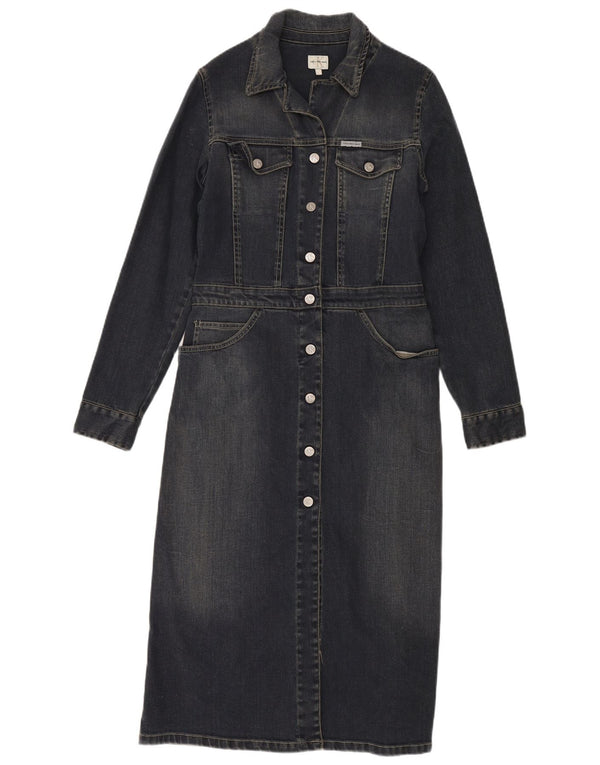 Calvin Klein Jeans Womens Maxi Denim Dress UK 14 Large Navy Blue Cotton