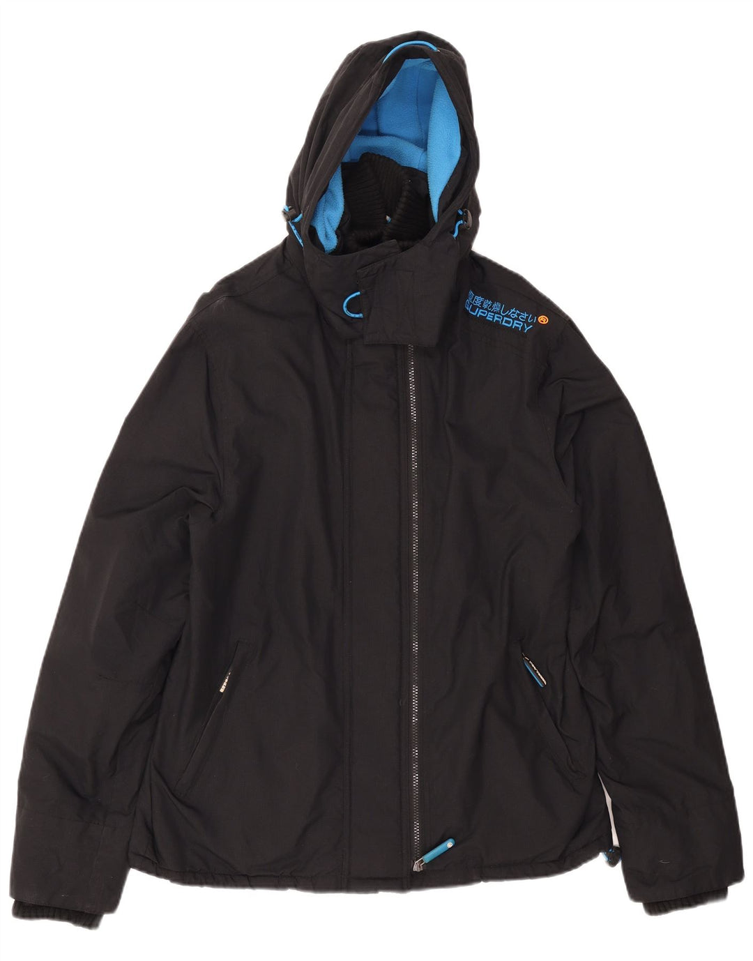 Superdry Windcheater vindjakke med hætte til mænd UK 42 XL sort nylon