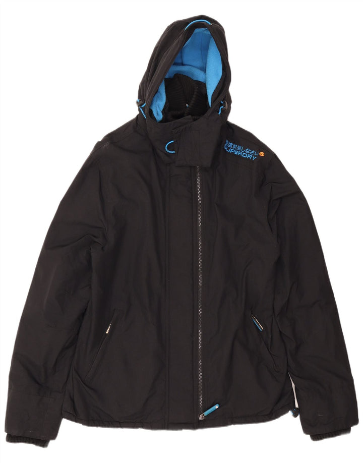 Superdry Windcheater vindjakke med hætte til mænd UK 42 XL sort nylon