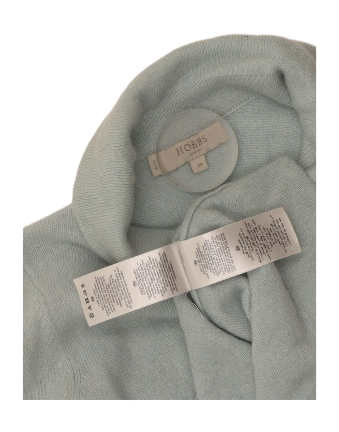 Hobbs Dame Crop Roll Neck sweater UK 4 XS Blue Wool