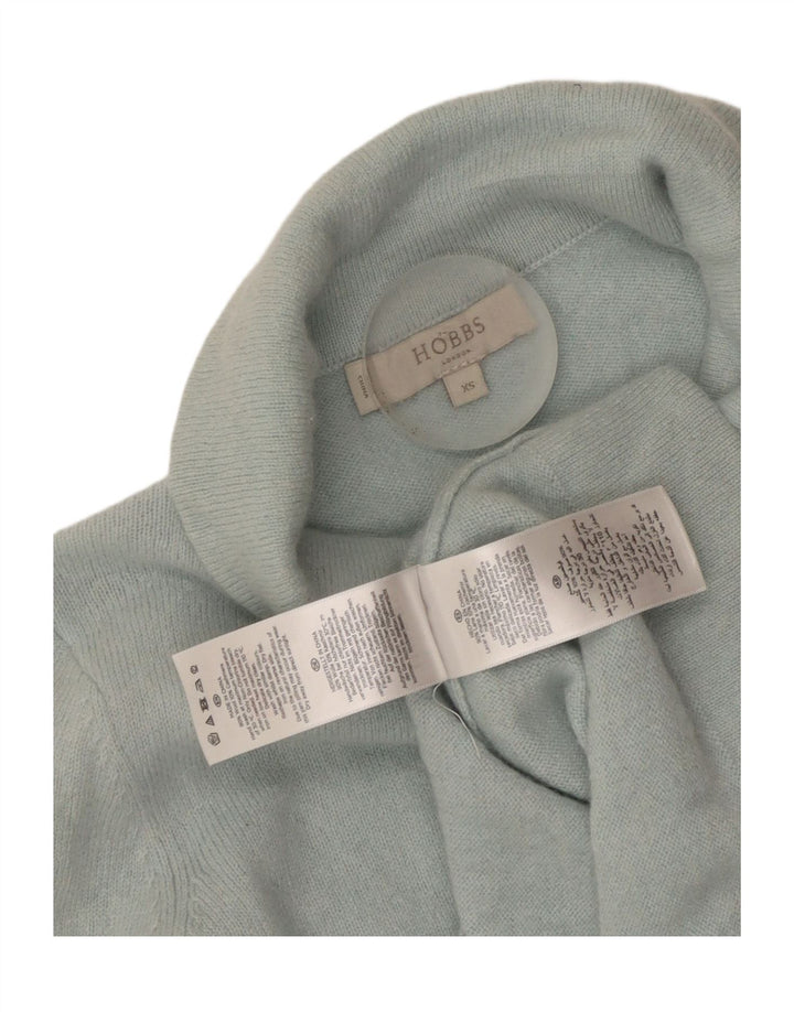 Hobbs Dame Crop Roll Neck sweater UK 4 XS Blue Wool