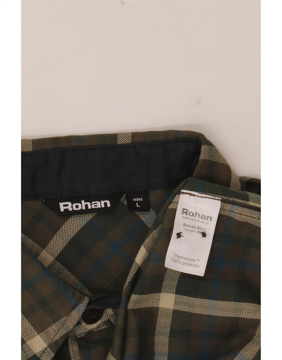 ROHAN Herre Flanelskjorte Stor Khaki Plaid Polyester