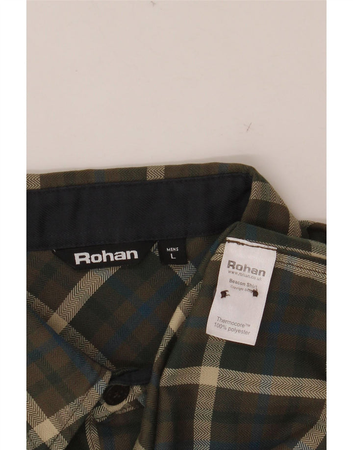 ROHAN Herre Flanelskjorte Stor Khaki Plaid Polyester