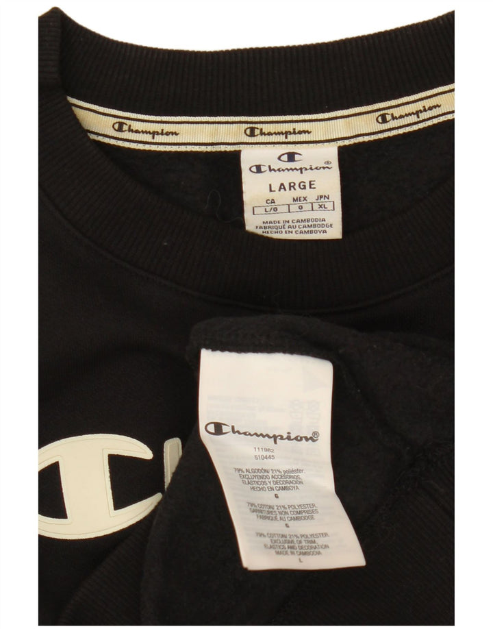 Champion Herre Grafisk Sweatshirt Jumper Stor Sort Bomuld