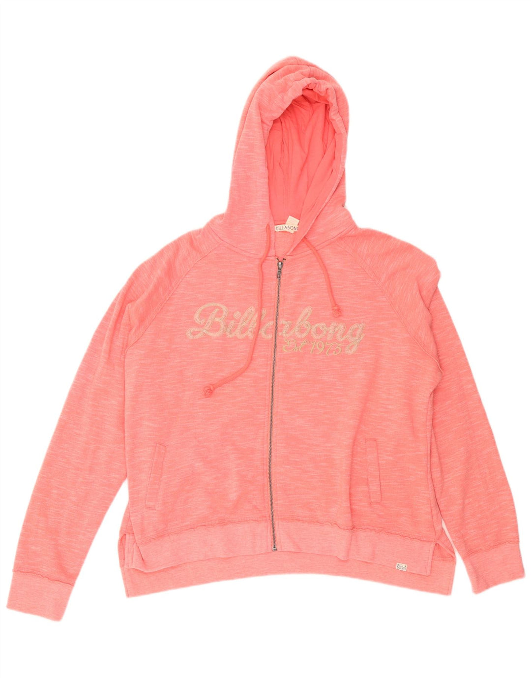 BILLABONG Dame Oversized hættetrøje med lynlås UK 16 Large Pink Flecked