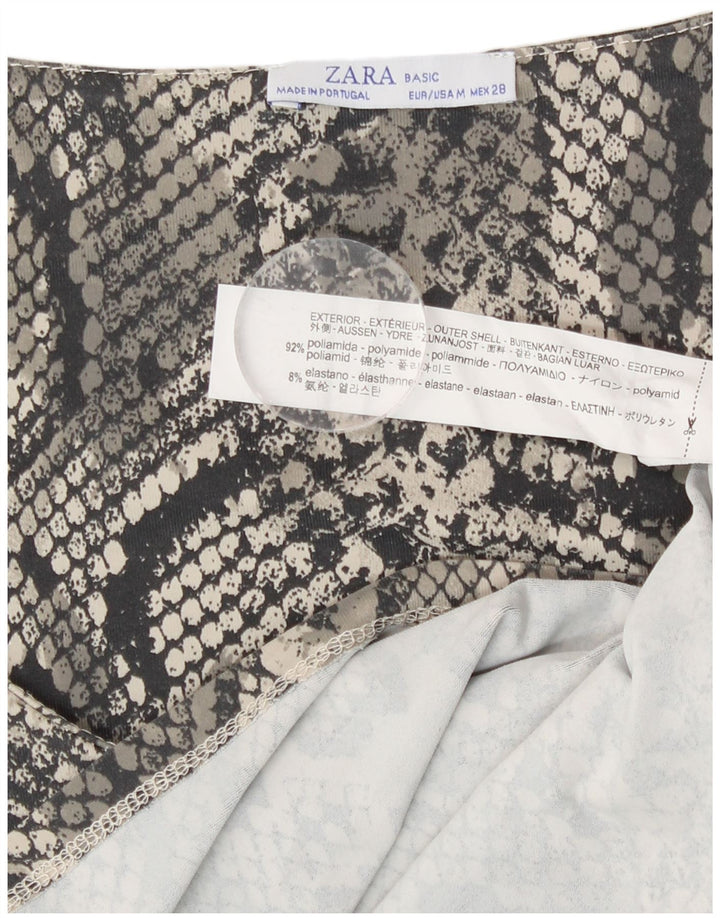 Zara Damevest Top UK 12 Medium Grey Animal Print Polyamid