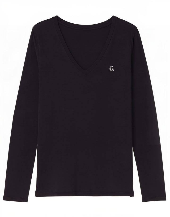 Benetton Dametop Langærmet UK 12 Medium Navy Blue