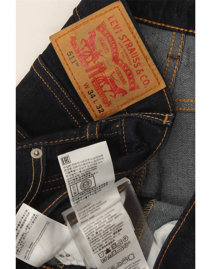 Levi's Herre 511 Slim Jeans W34 L29 Marineblå Bomuld
