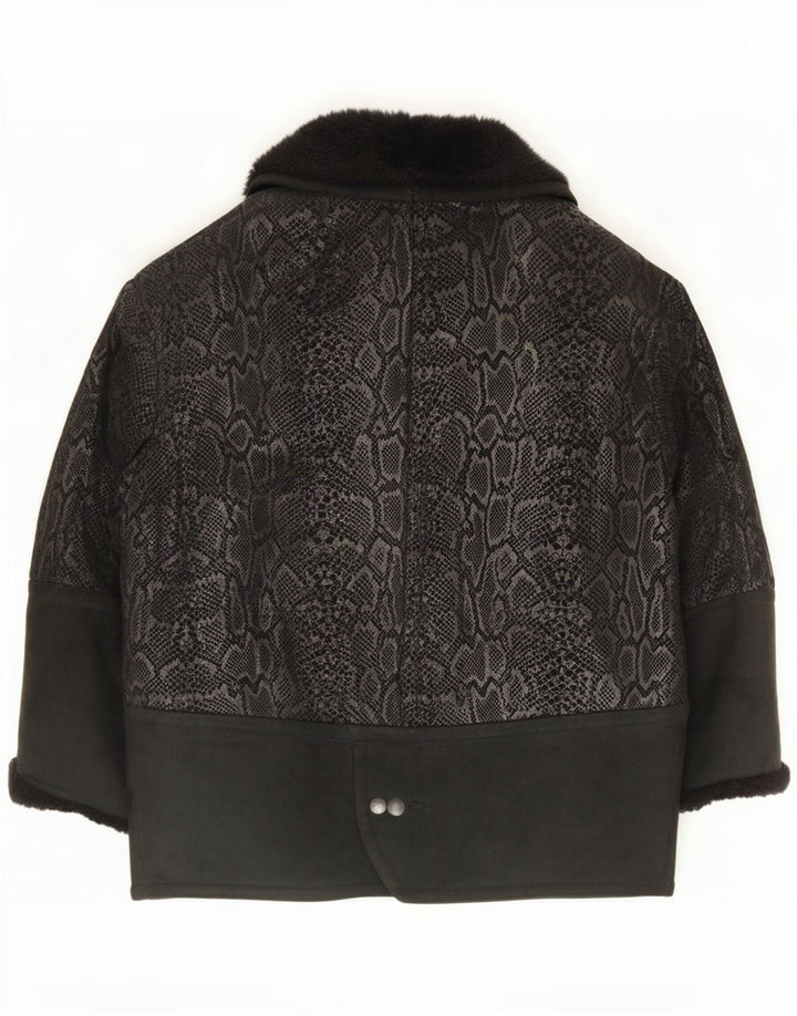 Conbipel Dame Oversized Ruskindsjakke IT 40 Small Black Animal Print