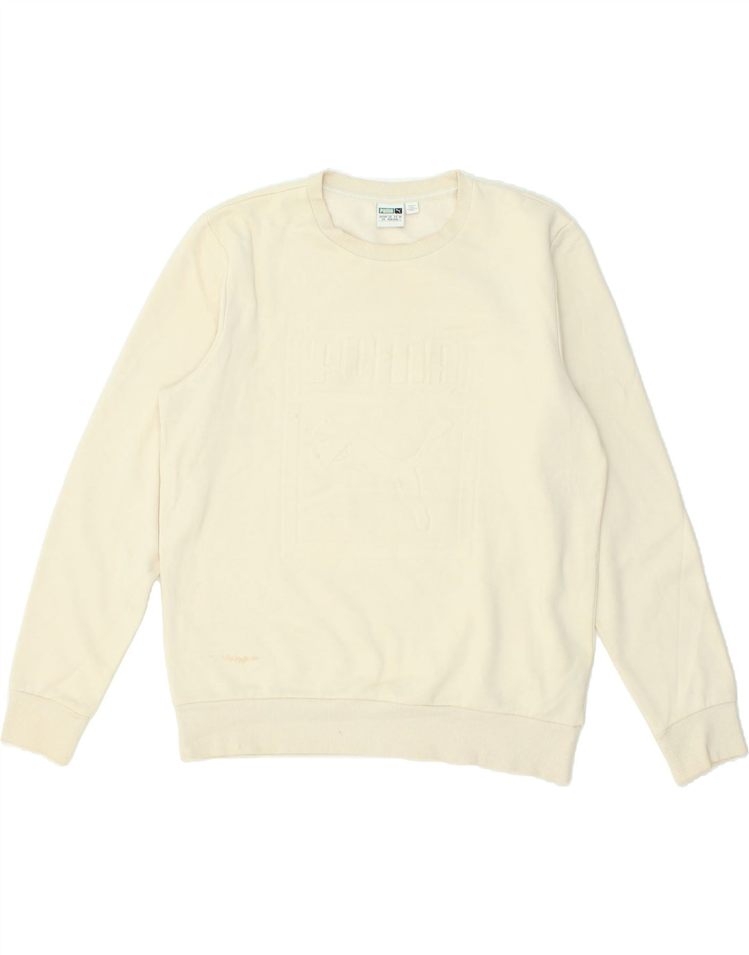 PUMA Mens Graphic Sweatshirt Jumper Large White Cotton | Vintage Puma | Thrift | Second-Hand Puma | Used Clothing | Messina Hembry 