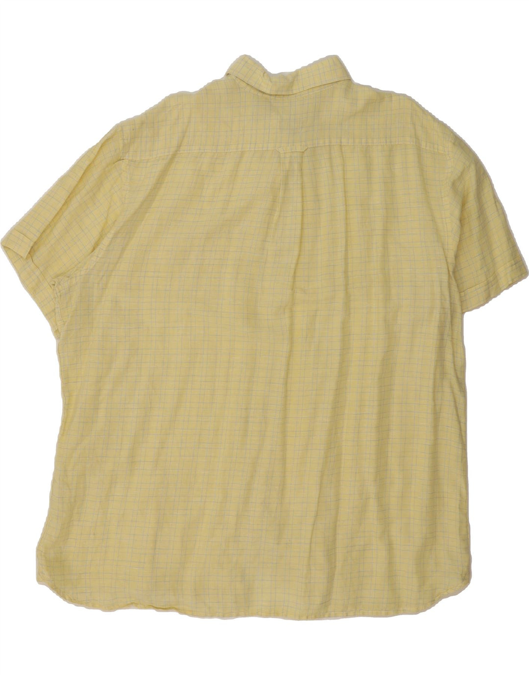 IZOD Mens Short Sleeve Shirt 2XL Yellow Check Linen Vintage Izod and Second-Hand Izod from Messina Hembry 