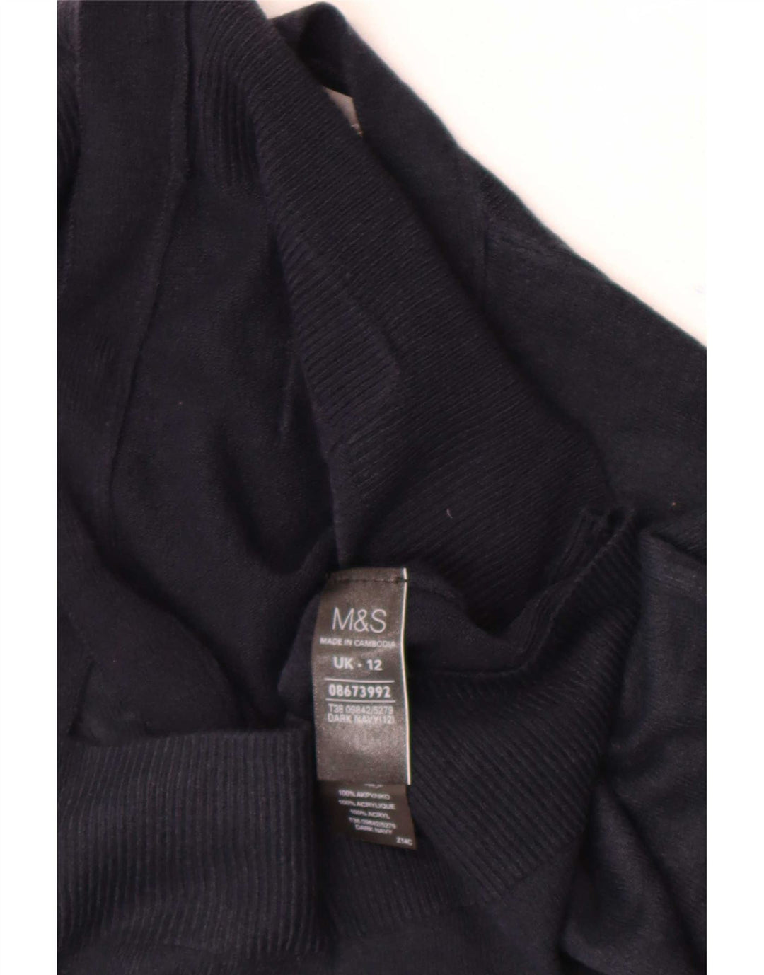 Marks & Spencer Dame Crop Cardigan Sweater UK 12 Medium Navy Blue Akryl