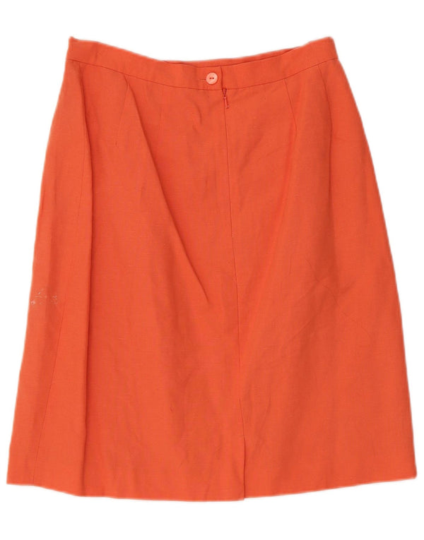 Laura Ashley Womens Pencil Skirt UK 12 Medium W28 Orange Linen
