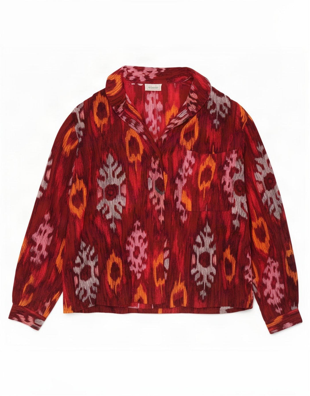 Benetton Dameskjortebluse UK 12 Medium Rød Ikat