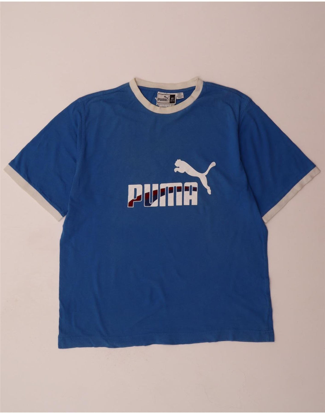 PUMA Grafisk T-shirt top til mænd XL Blå Colourblock