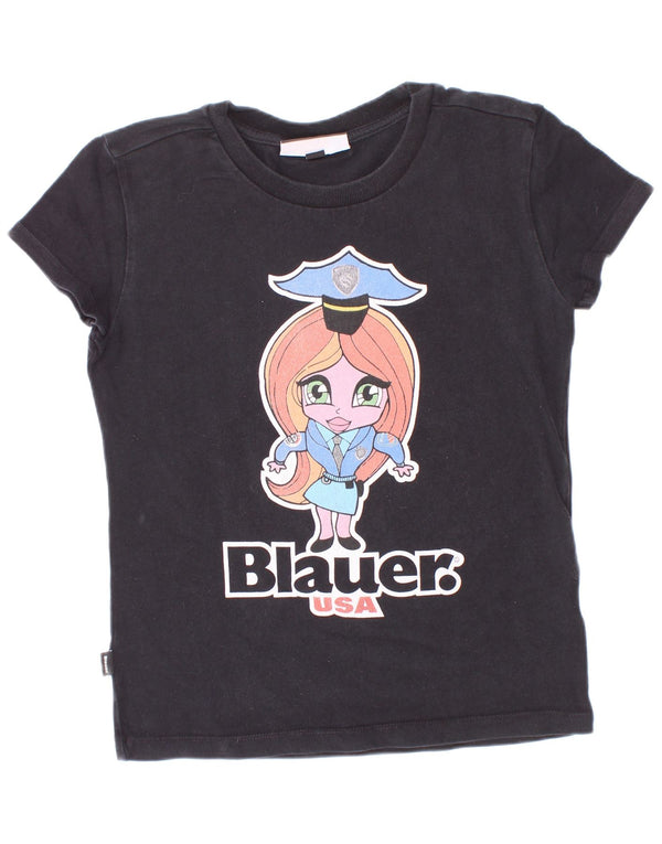 Blauer Girls Grafisk T-Shirt Top 9-10 År Sort