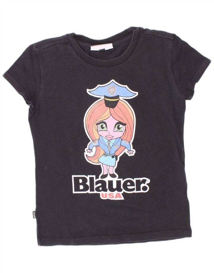 Blauer Girls Grafisk T-Shirt Top 9-10 År Sort