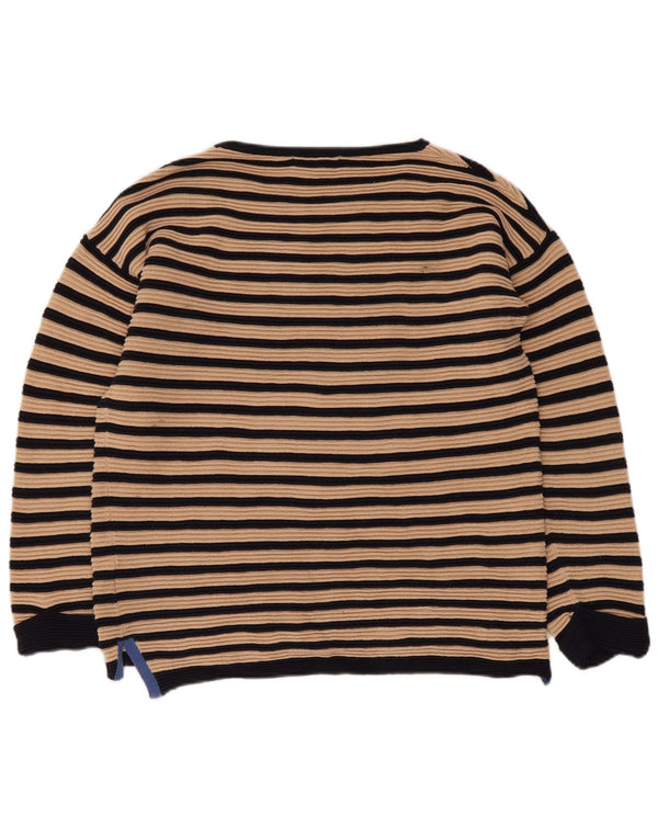 White Stuff Womens Boat Neck Jumper Sweater UK 8 Small Beige Striped Cotton