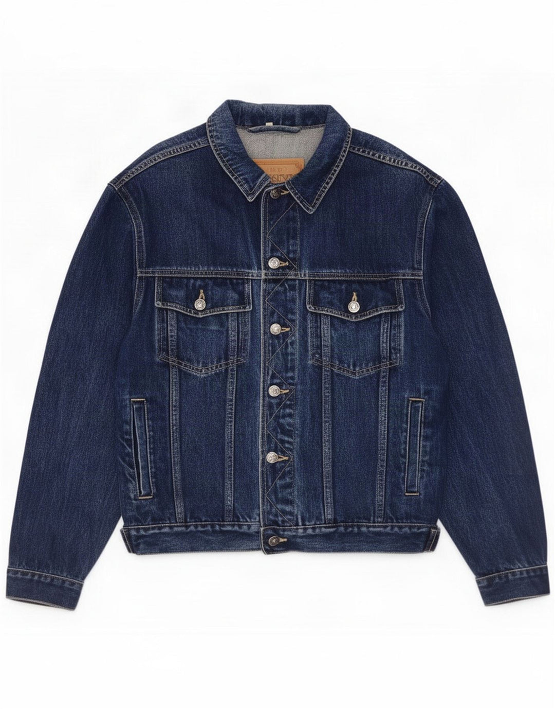 Savvy Mens Denim Jacket UK 36 Small Navy Blue Cotton
