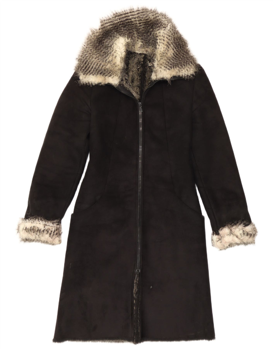 Vintage Sherpa overfrakke til kvinder IT 40 Small Black