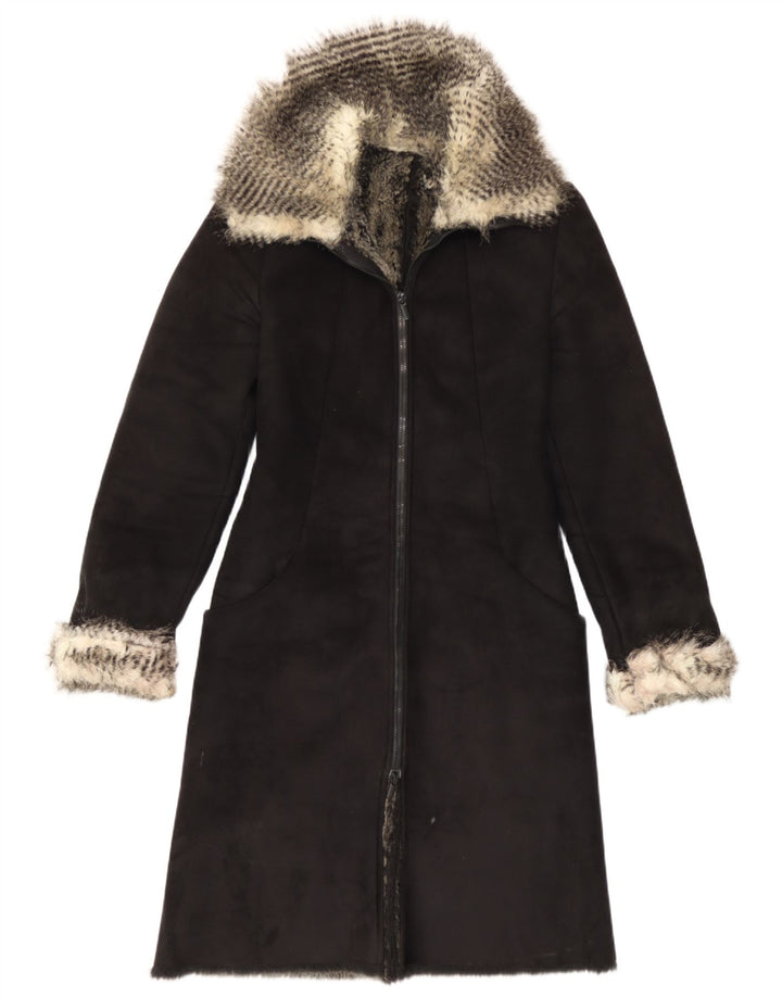 Vintage Sherpa overfrakke til kvinder IT 40 Small Black