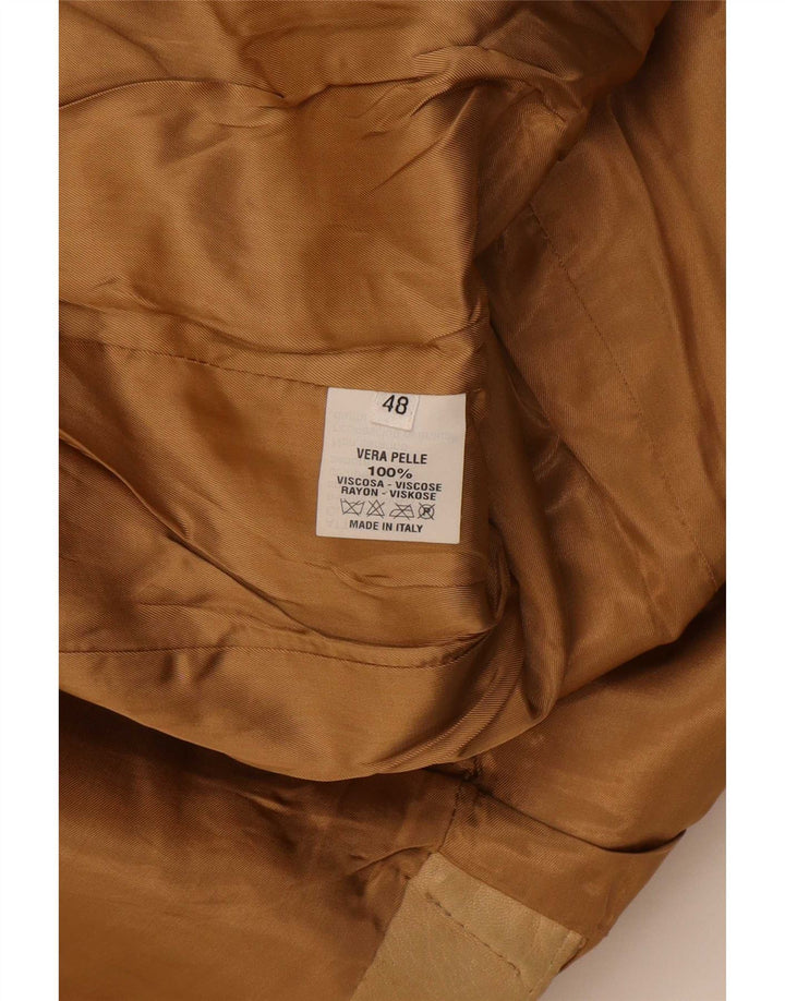 Vintage herre 3 knap læder blazerjakke IT 48 Medium Beige