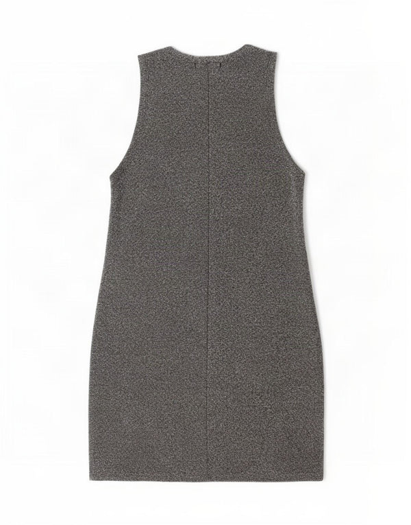 Zara Womens Sleeveless Sheath Dress UK 14 Large Silver Flecked Polyamide