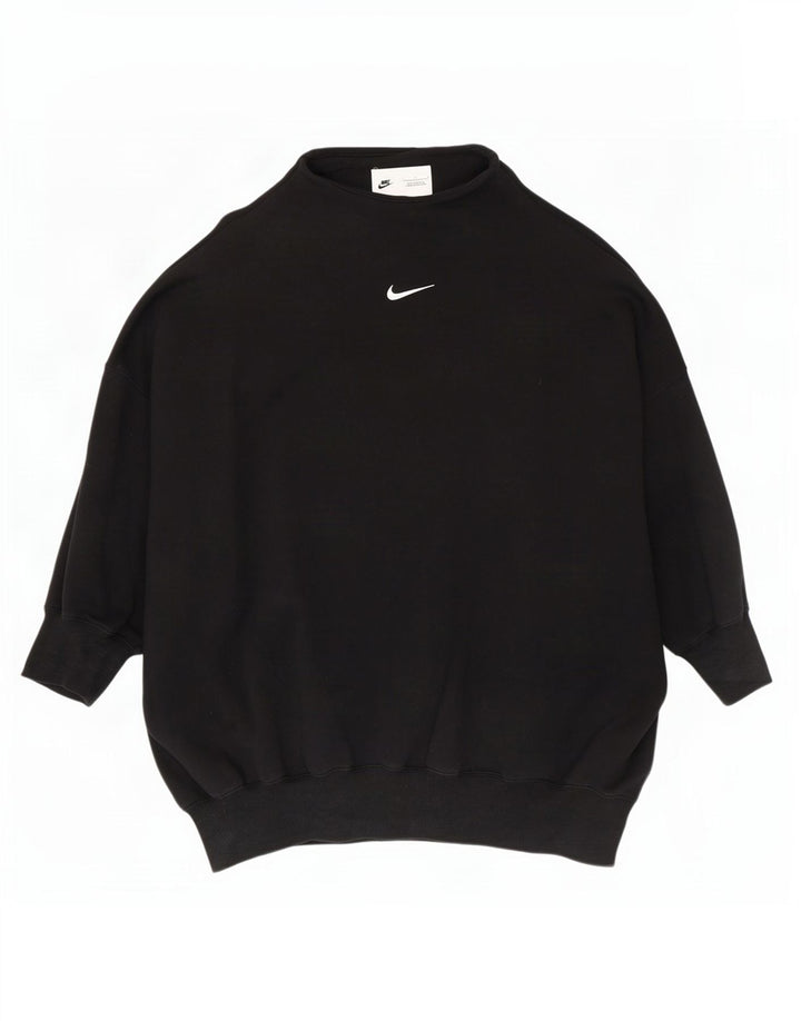 Nike Dame Oversized Sweatshirt Jumper UK 16 Stor Sort Bomuld