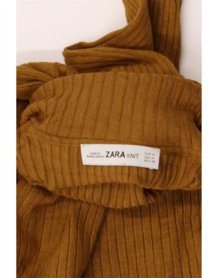 Zara Womens Crop Top Langærmet UK 12 Medium Beige