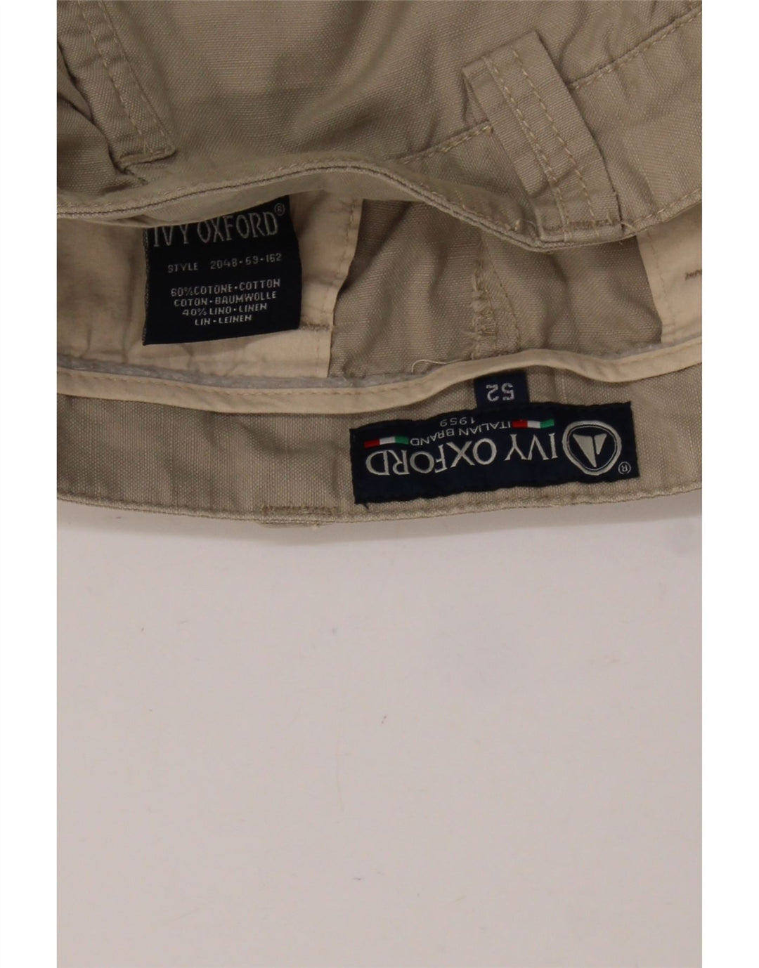 IVY OXFORD Herre Cargo Shorts IT 52 XL W38 Beige Bomuld