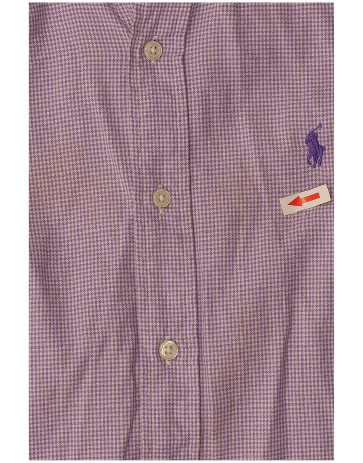 Ralph Lauren Herre Custom Fit skjorte Medium Lilla Houndstooth Bomuld