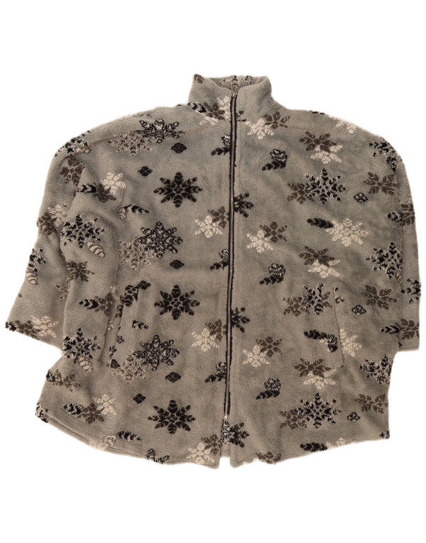 Ann Christine Dame 3/4 ærmet fleecejakke UK 14 Medium Grey Floral